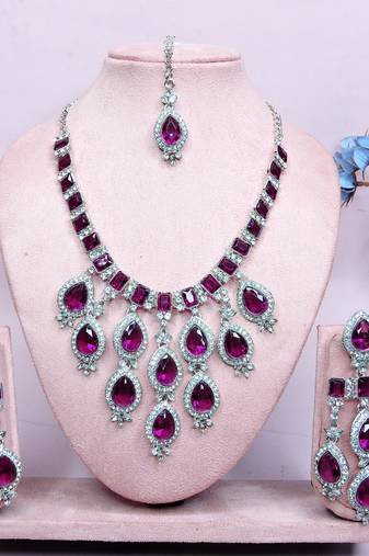 Purple designer premium festive wear necklace set