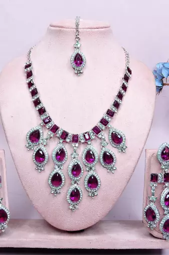 Purple designer premium festive wear necklace set