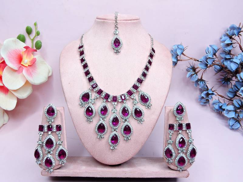 Purple designer premium festive wear necklace set