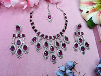 Purple designer premium festive wear necklace set 2