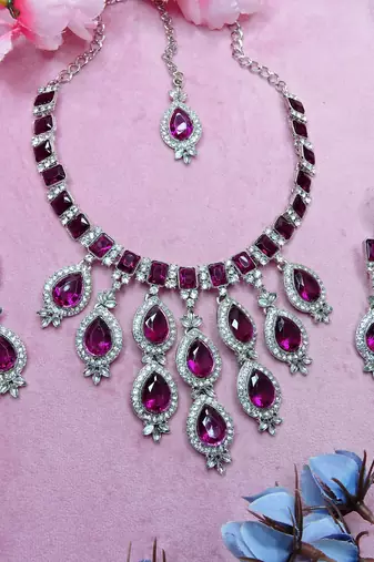 Purple designer premium festive wear necklace set