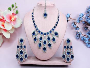 Turquoise designer premium festive wear necklace set 1