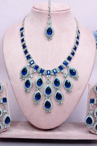 Turquoise designer premium festive wear necklace set