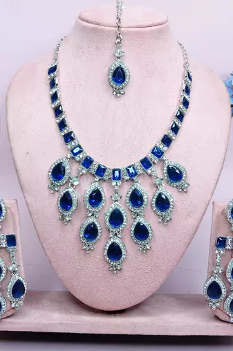 Turquoise designer premium festive wear necklace set
