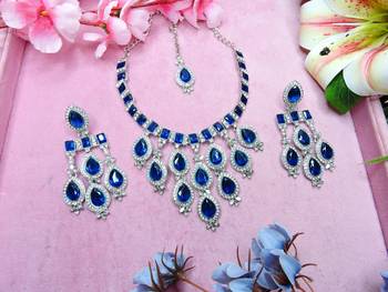 Turquoise designer premium festive wear necklace set 2