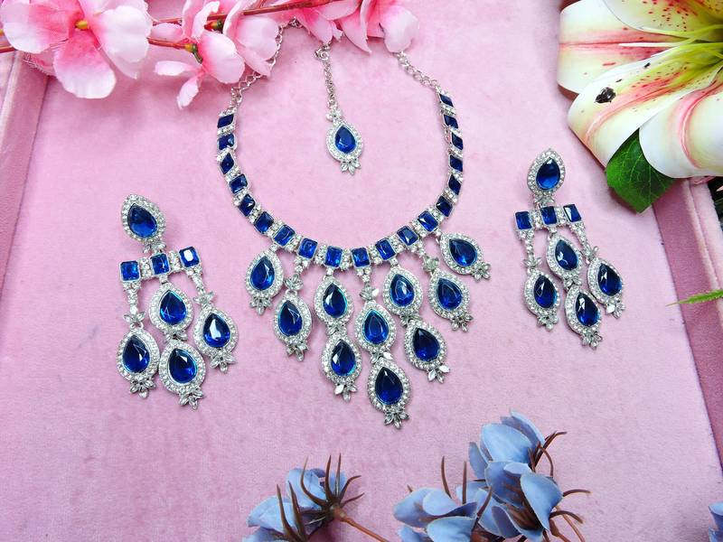 Turquoise designer premium festive wear necklace set