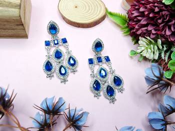 Turquoise designer premium festive wear earrings 1