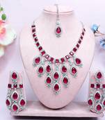 Pink designer premium festive wear necklace set