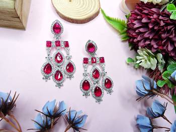 Pink designer premium festive wear earrings 1
