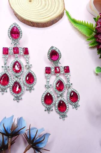 Pink designer premium festive wear earrings