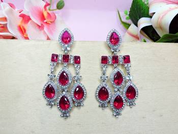 Pink designer premium festive wear earrings 2