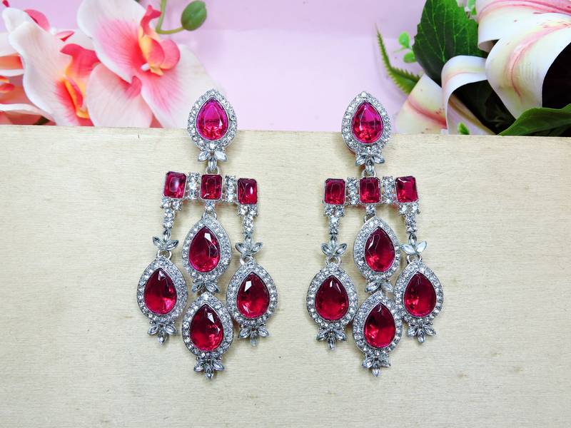 Pink designer premium festive wear earrings