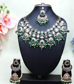 Green designer premium festive wear necklace set