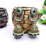 Green designer premium festive wear earrings