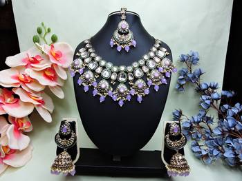 Purple designer premium festive wear necklace set 1
