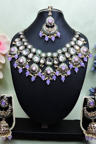 Purple designer premium festive wear necklace set