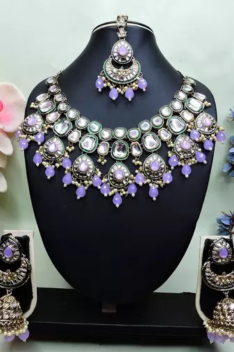 Purple designer premium festive wear necklace set