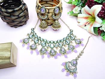Purple designer premium festive wear necklace set 2