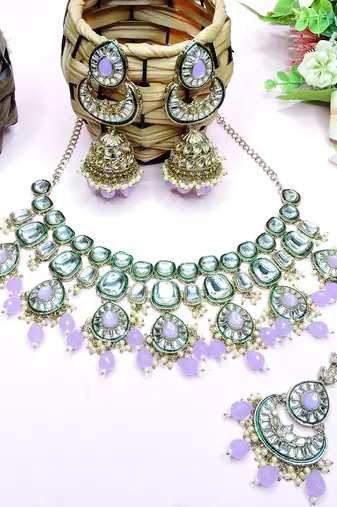 Purple designer premium festive wear necklace set