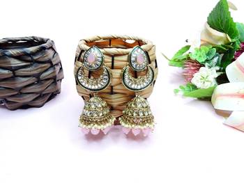 Pink designer premium festive wear necklace set 3