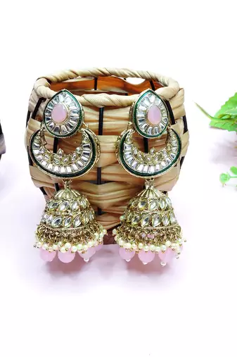 Pink designer premium festive wear necklace set