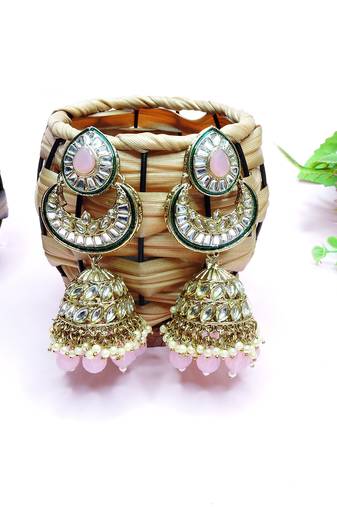 Pink designer premium festive wear earrings