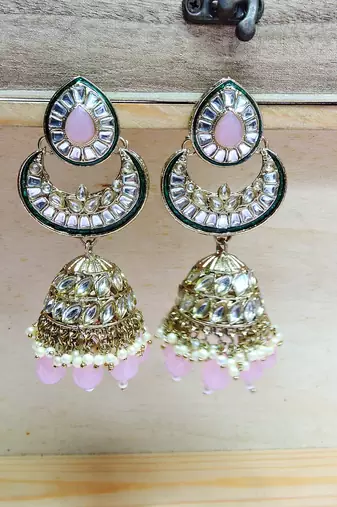 Pink designer premium festive wear earrings