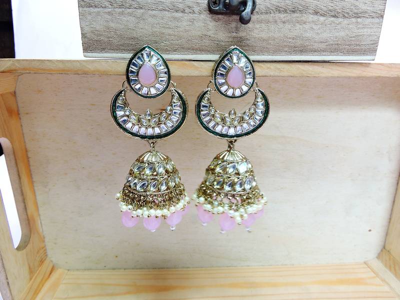 Pink designer premium festive wear earrings