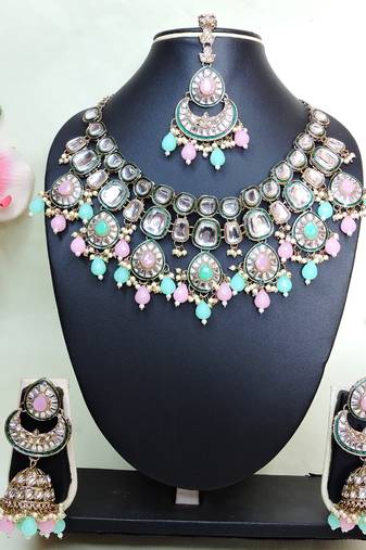 Multicolor designer premium festive wear necklace set