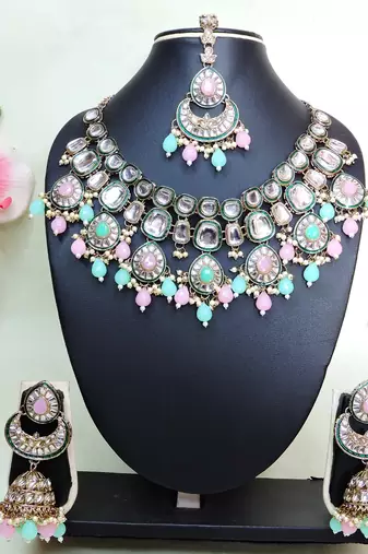 Multicolor designer premium festive wear necklace set