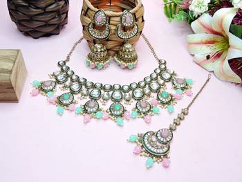 Multicolor designer premium festive wear necklace set 2