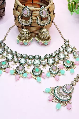 Multicolor designer premium festive wear necklace set