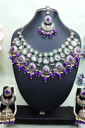 Purple designer premium festive wear necklace set