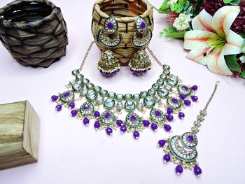 Purple designer premium festive wear necklace set 2