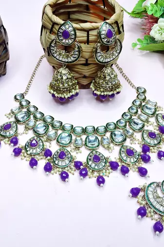 Purple designer premium festive wear necklace set