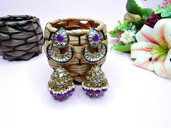 Purple designer premium festive wear earrings 1