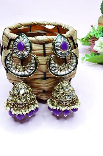 Purple designer premium festive wear earrings