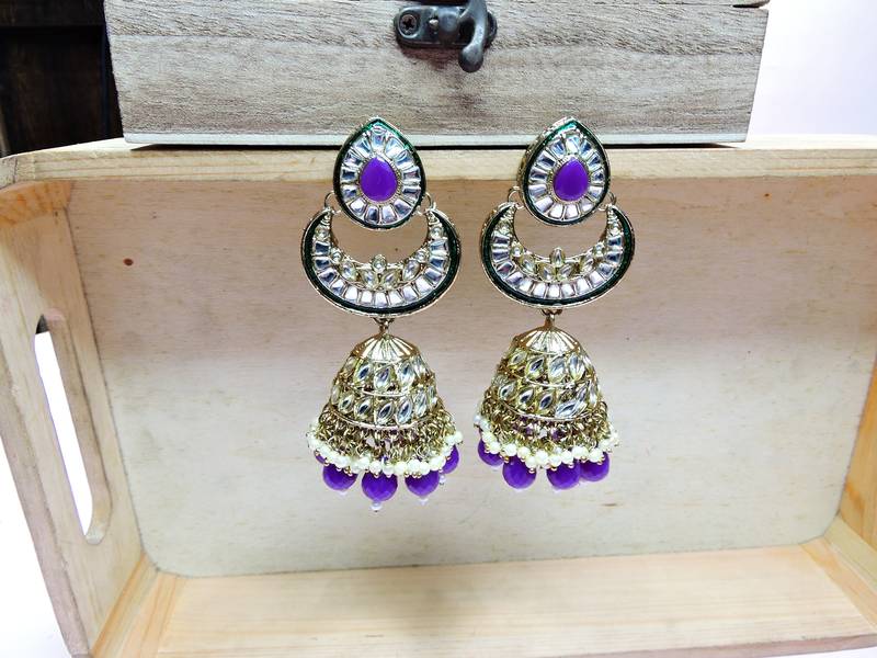 Purple designer premium festive wear earrings