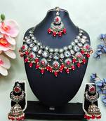 Red designer premium festive wear necklace set