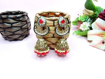 Red designer premium festive wear earrings 1
