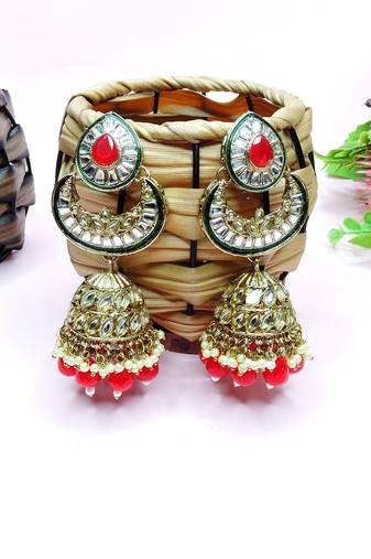 Red designer premium festive wear earrings