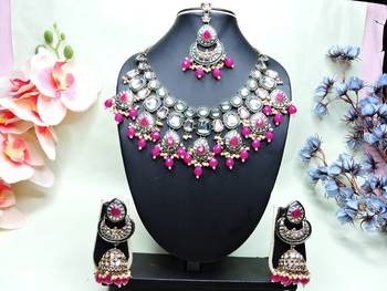 Red designer premium festive wear necklace set 1