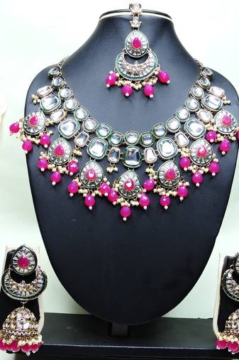 Red designer premium festive wear necklace set