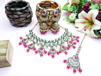 Red designer premium festive wear necklace set 2