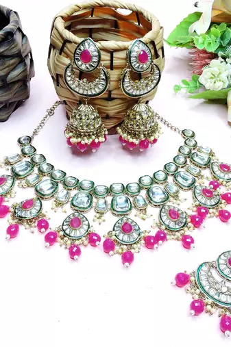 Red designer premium festive wear necklace set