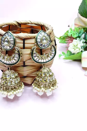 White designer premium festive wear earrings
