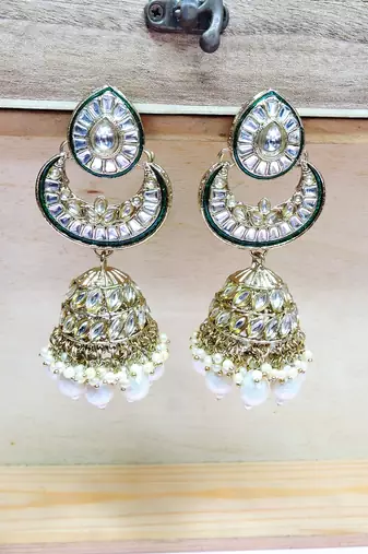 White designer premium festive wear earrings