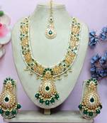 Green designer premium festive wear necklace set