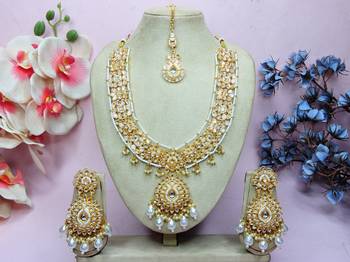 White designer premium festive wear necklace set 1