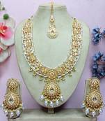 White designer premium festive wear necklace set